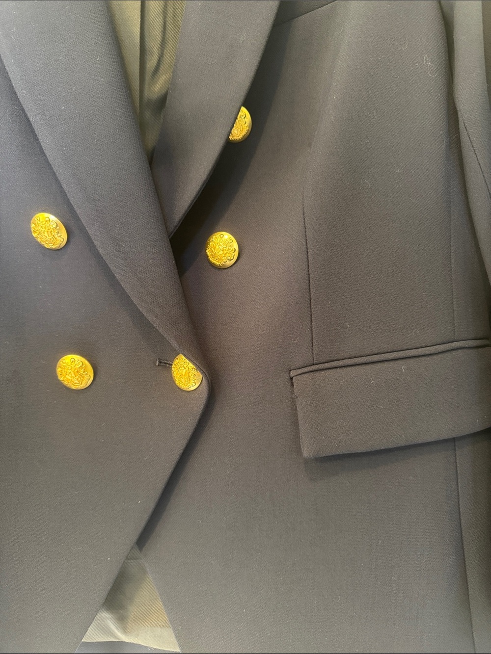 Veronica Beard Miller Dickey Jacket Navy Double-Breasted Blazer w Gold Buttons - Picture 5 of 9
